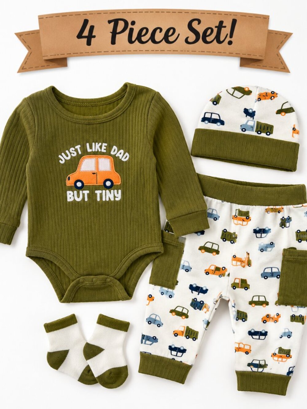 NWT Baby Essentials 4 Piece Baby Boy Gift Set 9 Months | Just Like Dad Outfit